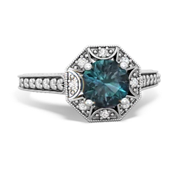 Alexandrite Art-Deco Starburst 14K White Gold ring R5520