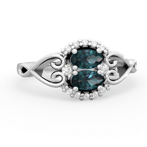 Alexandrite Love Nest 14K White Gold ring R5860