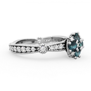 Alexandrite Sparkling Tiara Cluster 14K White Gold ring R26293RD