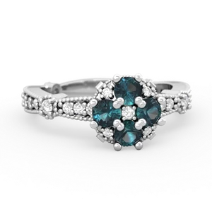 Alexandrite Sparkling Tiara Cluster 14K White Gold ring R26293RD