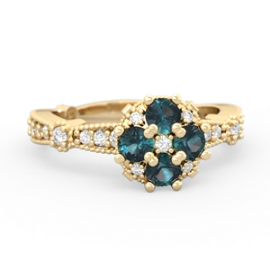 Alexandrite Sparkling Tiara Cluster 14K Yellow Gold ring R26293RD