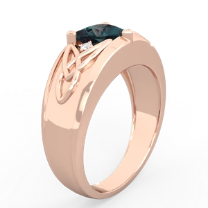 Alexandrite Celtic Trinity Knot Men's 14K Rose Gold ring R0440