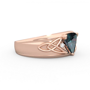 Alexandrite Celtic Trinity Knot Men's 14K Rose Gold ring R0440