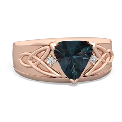 Thumbnail for Lab Alexandrite Celtic Trinity Knot Men's 14K Rose Gold ring R0440 - top view