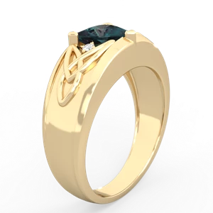 Alexandrite Celtic Trinity Knot Men's 14K Yellow Gold ring R0440