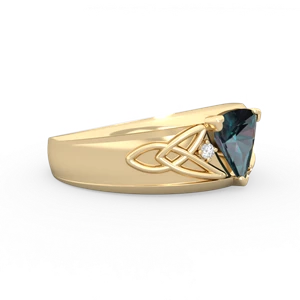 Alexandrite Celtic Trinity Knot Men's 14K Yellow Gold ring R0440