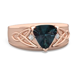 Alexandrite Celtic Trinity Knot Men's 14K Rose Gold ring R0440