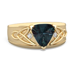 Alexandrite Celtic Trinity Knot Men's 14K Yellow Gold ring R0440