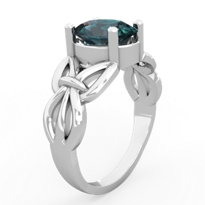 Alexandrite Celtic Knot Cocktail 14K White Gold ring R2377