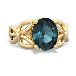 Thumbnail for Lab Alexandrite Celtic Knot 14K Yellow Gold ring R2377 - top view