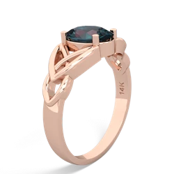 Thumbnail for Lab Alexandrite Celtic Trinity Knot 14K Rose Gold ring R2389 - side view