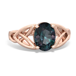Thumbnail for Lab Alexandrite Celtic Trinity Knot 14K Rose Gold ring R2389 - top view