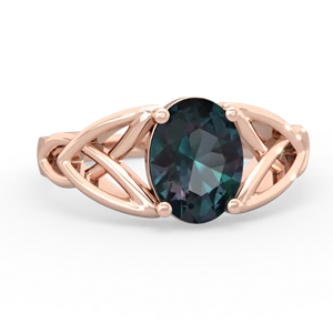 Alexandrite Celtic Trinity Knot 14K Rose Gold ring R2389