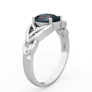 Alexandrite Celtic Trinity Knot 14K White Gold ring R2389