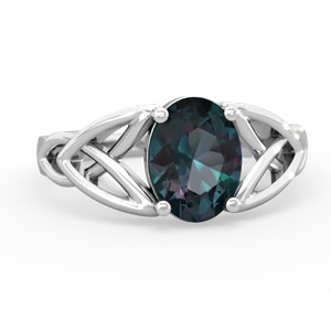 Alexandrite Celtic Trinity Knot 14K White Gold ring R2389