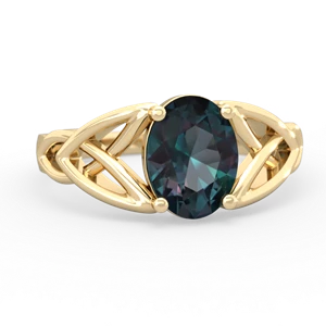 Alexandrite Celtic Trinity Knot 14K Yellow Gold ring R2389