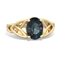 Alexandrite Celtic Trinity Knot 14K Yellow Gold ring R2389