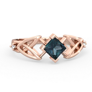 Alexandrite Celtic Knot Princess 14K Rose Gold ring R3349
