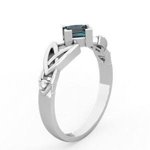 Alexandrite Celtic Knot Princess 14K White Gold ring R3349