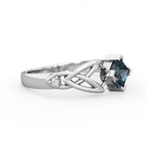 Alexandrite Celtic Knot Princess 14K White Gold ring R3349