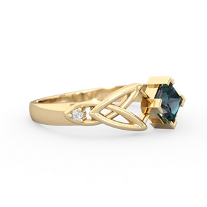 Alexandrite Celtic Knot Princess 14K Yellow Gold ring R3349