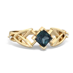 Thumbnail for Lab Alexandrite Celtic Trinity Knot 14K Yellow Gold ring R3349 - top view