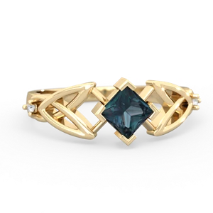 Alexandrite Celtic Knot Princess 14K Yellow Gold ring R3349