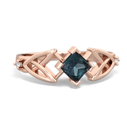 Alexandrite Celtic Knot Princess 14K Rose Gold ring R3349