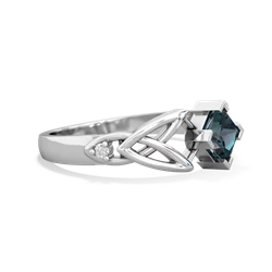 Alexandrite Celtic Knot Princess 14K White Gold ring R3349