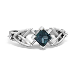 Alexandrite Celtic Knot Princess 14K White Gold ring R3349