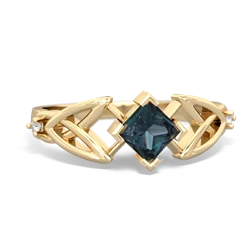 Alexandrite Celtic Knot Princess 14K Yellow Gold ring R3349