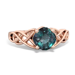 Thumbnail for Lab Alexandrite Celtic Knot 14K Rose Gold ring R5000 - top view
