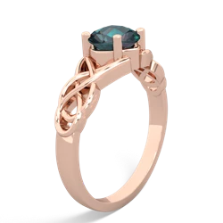 Alexandrite Checkerboard Cushion Celtic Knot 14K Rose Gold ring R5000