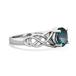 Alexandrite Checkerboard Cushion Celtic Knot 14K White Gold ring R5000