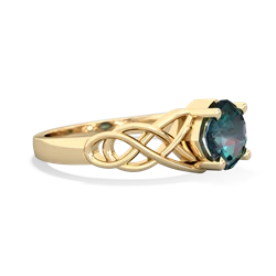 Alexandrite Checkerboard Cushion Celtic Knot 14K Yellow Gold ring R5000