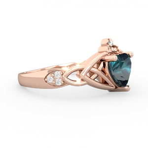 Alexandrite Claddagh Celtic Knot Diamond 14K Rose Gold ring R5001