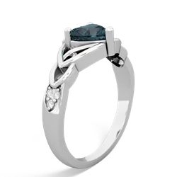 Thumbnail for Lab Alexandrite Claddagh Trinity Knot 14K White Gold ring R5001 - side view