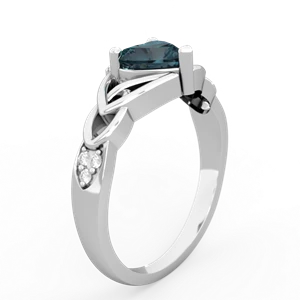 Alexandrite Claddagh Celtic Knot Diamond 14K White Gold ring R5001