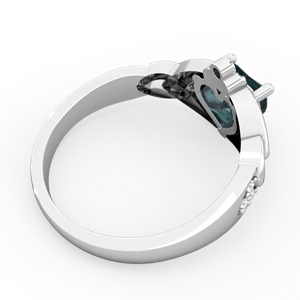 Alexandrite Claddagh Celtic Knot Diamond 14K White Gold ring R5001