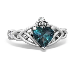 Thumbnail for Lab Alexandrite Claddagh Trinity Knot 14K White Gold ring R5001 - top view