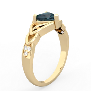 Alexandrite Claddagh Celtic Knot Diamond 14K Yellow Gold ring R5001