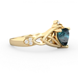 Alexandrite Claddagh Celtic Knot Diamond 14K Yellow Gold ring R5001