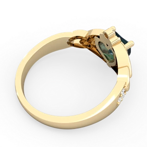 Alexandrite Claddagh Celtic Knot Diamond 14K Yellow Gold ring R5001
