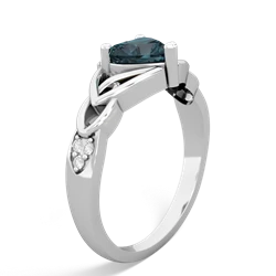 Alexandrite Claddagh Celtic Knot Diamond 14K White Gold ring R5001