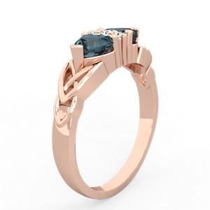 Alexandrite Celtic Knot Double Heart 14K Rose Gold ring R5040