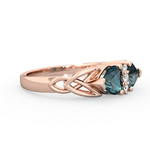 Alexandrite Celtic Knot Double Heart 14K Rose Gold ring R5040