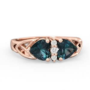 Alexandrite Celtic Knot Double Heart 14K Rose Gold ring R5040