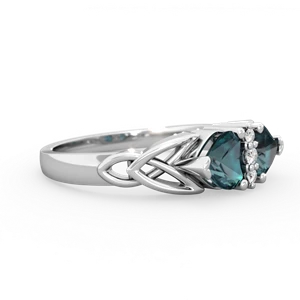 Alexandrite Celtic Knot Double Heart 14K White Gold ring R5040