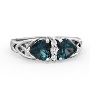Alexandrite Celtic Knot Double Heart 14K White Gold ring R5040