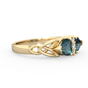 Alexandrite Celtic Knot Double Heart 14K Yellow Gold ring R5040